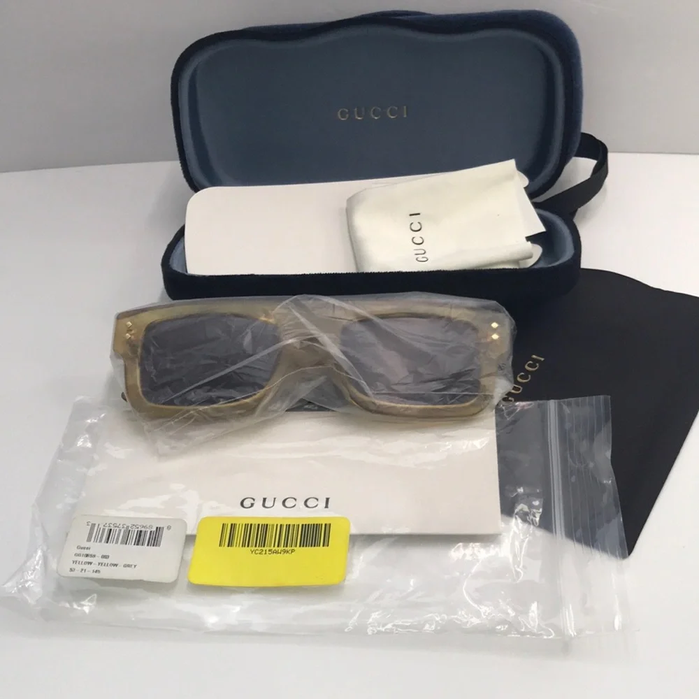 New - GUCCI EYEWEAR GG1085S SUNGLASSES Yellow & Grey